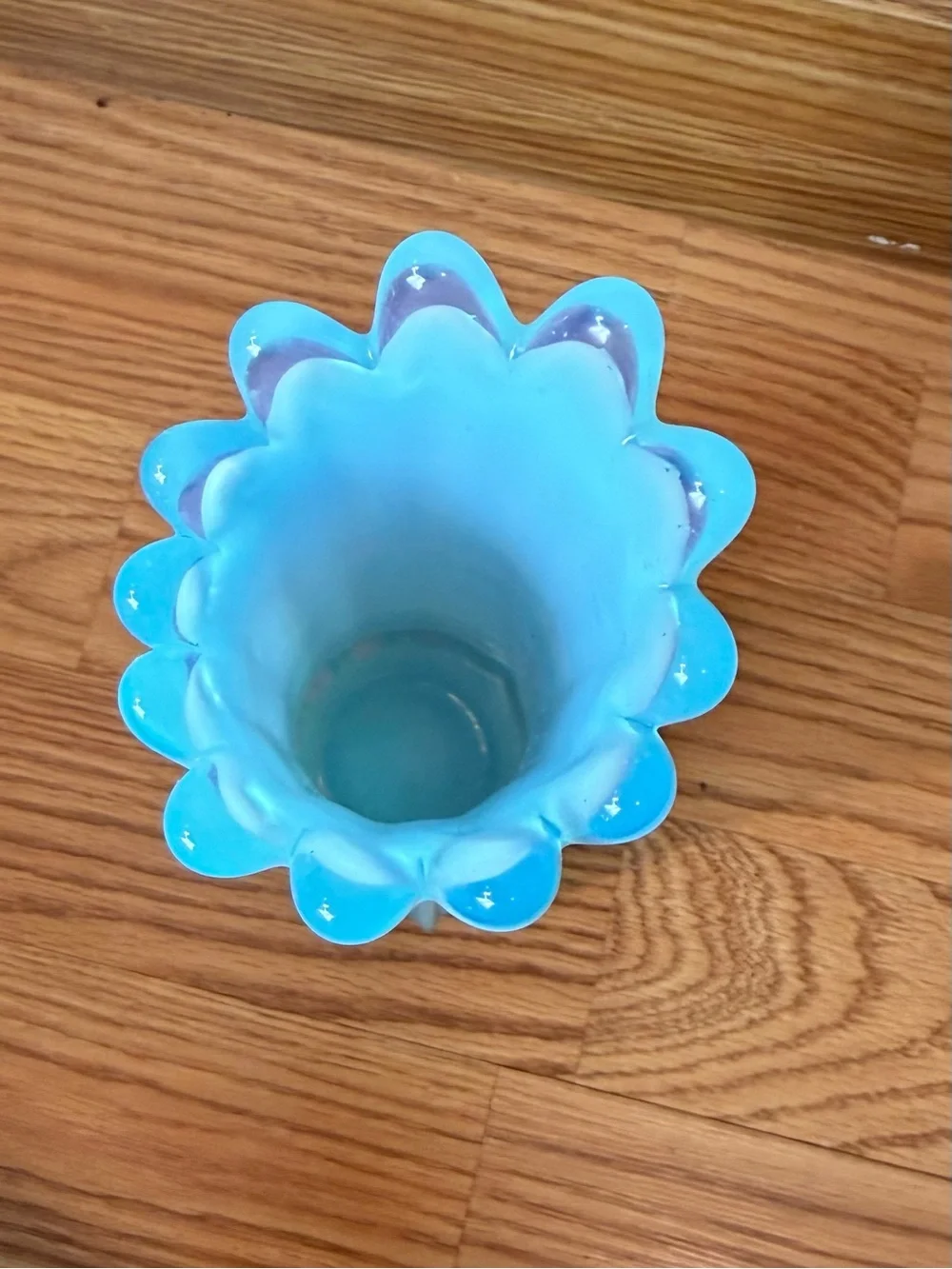 Vintage 12 Finger Fostoria Glass Co. Swung 1960's Vase Fostoria Blue Opalescent